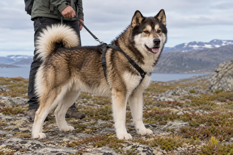 Sakin bir açık hava rotasında yetişkin Grönland köpeği
